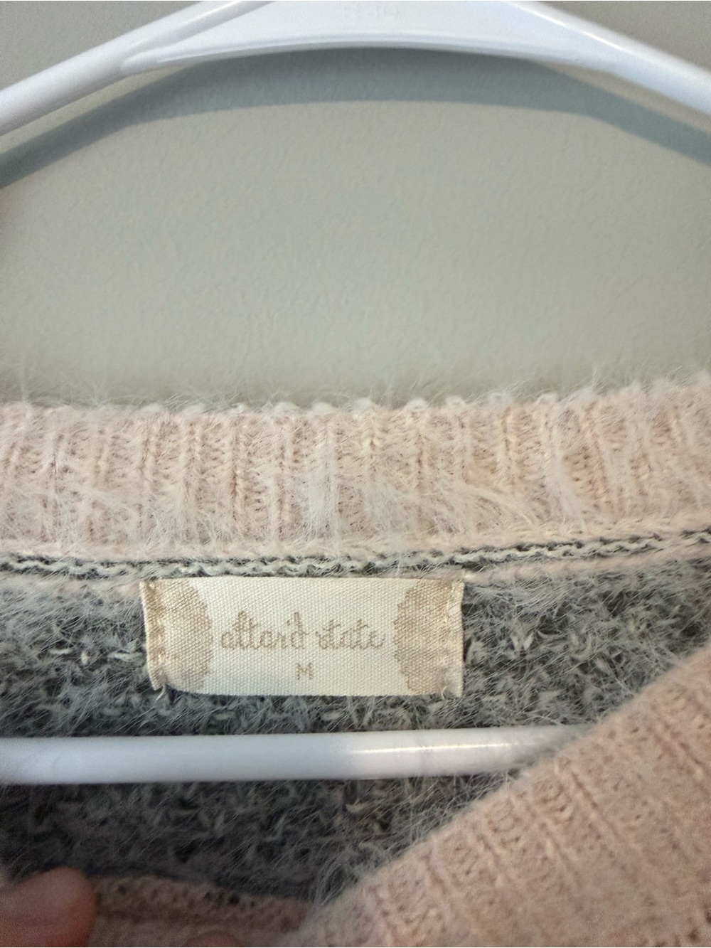 Altar’d State Cozy Multicolor Striped Fuzzy Sweater - Pink, Yellow & Gray - Picture 5 of 5